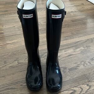 Hunter Glossy Black Rain Boots